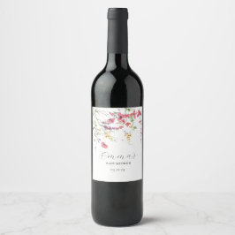 Weinetikett, Wildblume und Wein Weinetikett