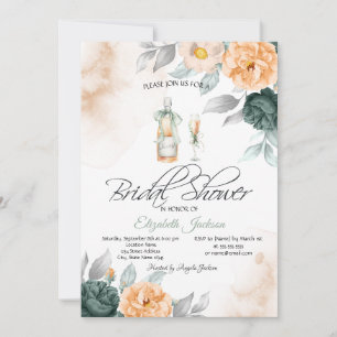 Weinflasche Glas Schick Grüne Rosen Punkte Einladung