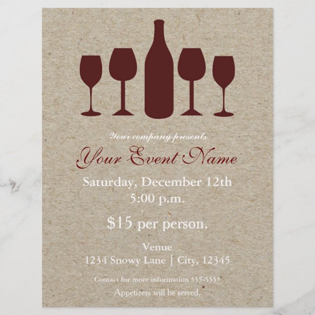 Weinflasche & Gläser Holiday Flyer Poster (Vorne)