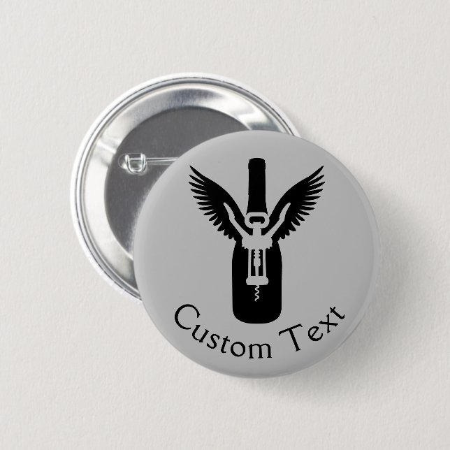 Weinflasche mit Flügeln und Korkenzieher Button (Vorne & Hinten)