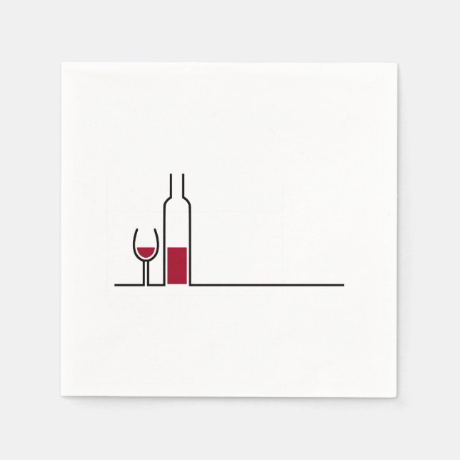 Weinflasche und Glas Napkin Serviette (Vorderseite)