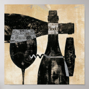 Weinflasche und Glas Poster