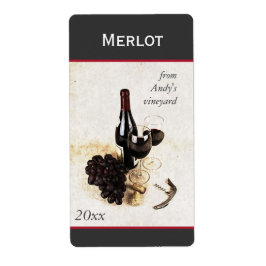 Weinflasche und Glasflaschenaufkleber