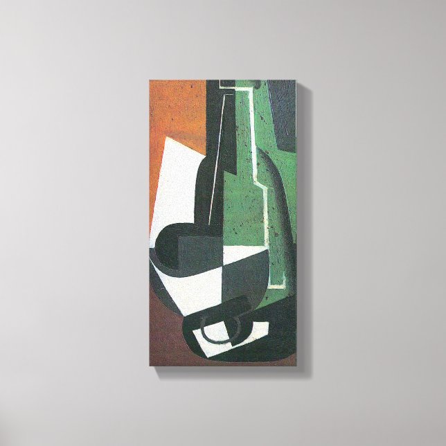 Weinflasche von Juan Gris, Vintager Kubismus Leinwanddruck (Vorderseite)