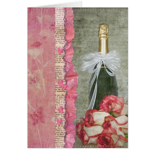 Weinflasche zum Jubiläum mit Rose (Vorne)