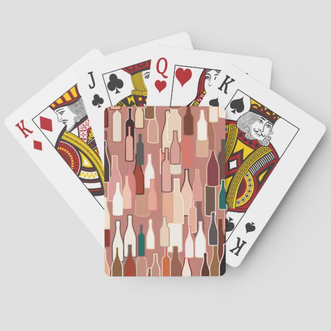 Weinflaschen, Erdfarben, Terrakotta-Hintergrund Spielkarten (Rückseite)
