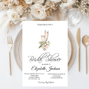 Weinflaschen Glas Rosa Brautparty Einladung