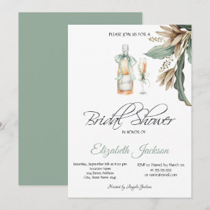 Weinflaschen Glas Vintage Blumen Brautparty Einladung