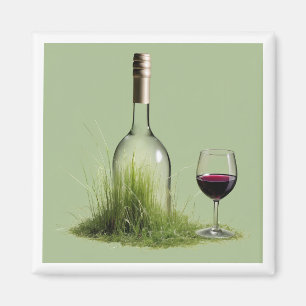 Weinflaschen Gras Magnet