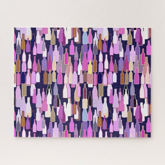 Weinflaschen, mehrfarbig, dunkelblau (Horizontal)