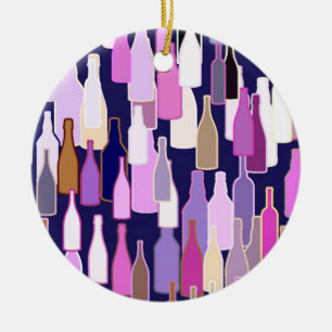 Weinflaschen, mehrfarbig, dunkelblau keramikornament