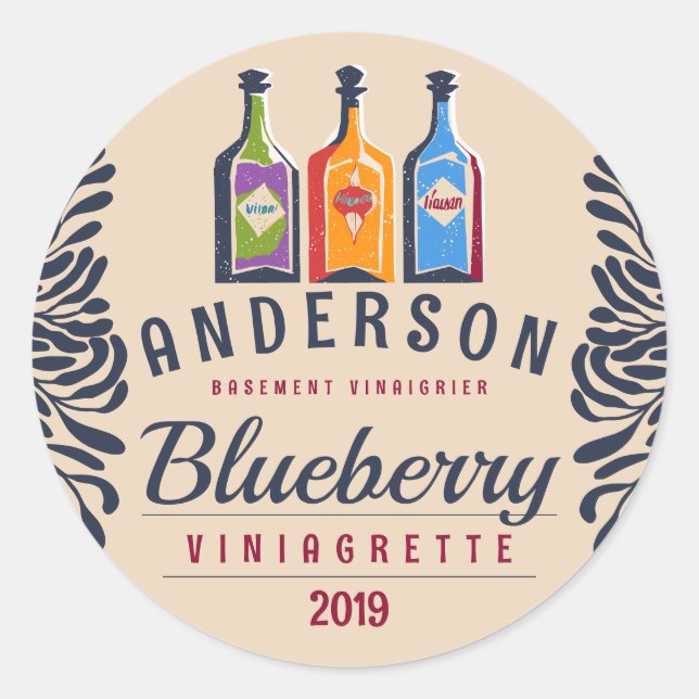 Weinflaschen mit Frucht oder Kräuteraroma Runder Aufkleber (Vorderseite)