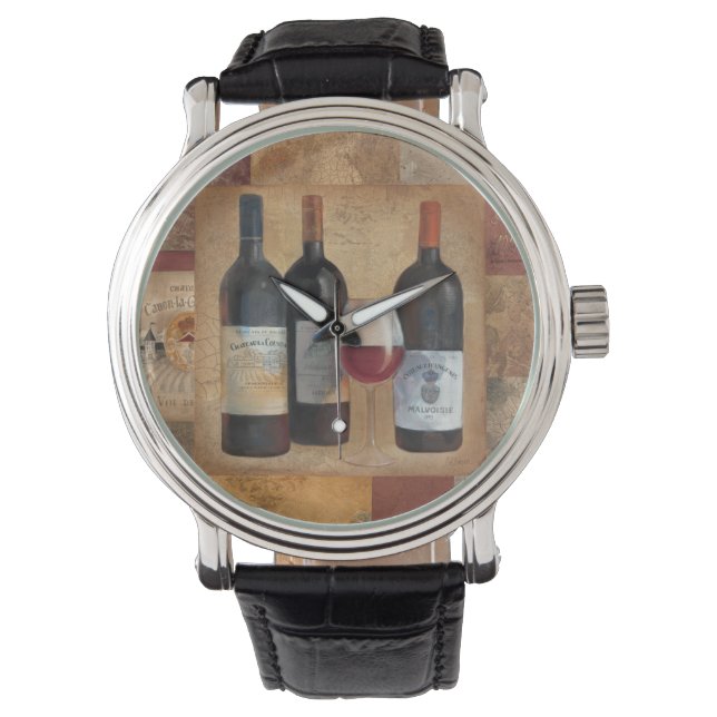 Weinflaschen mit Glas Armbanduhr (Vorderseite)