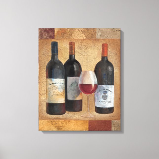 Weinflaschen mit Glas Leinwanddruck (Vorderseite)