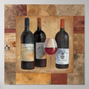 Weinflaschen mit Glas Poster