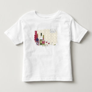 Weinflaschen mit Weingläsern auf Tabelle Kleinkind T-shirt