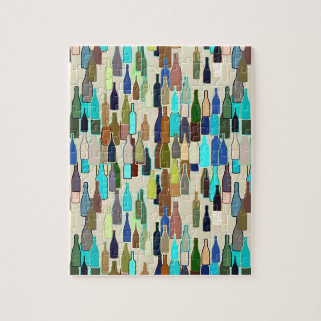 Weinflaschen, multi Farbe, beige Hintergrund (Vertikal)