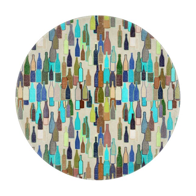 Weinflaschen, multi Farbe, beige Hintergrund Schneidebrett (Vorderseite)