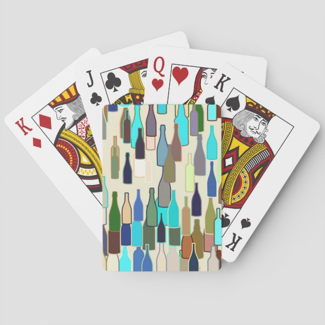 Weinflaschen, multi Farbe, beige Hintergrund Spielkarten (Rückseite)