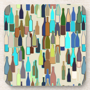 Weinflaschen Muster, mehrfarbig, beige Hintergrund Untersetzer