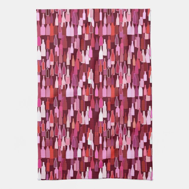 Weinflaschen, Pflaumenfarben, bordeauxroter Hinter Handtuch (Vertikal)
