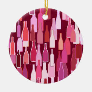Weinflaschen, Pflaumenfarben, bordeauxroter Hinter Keramik Ornament