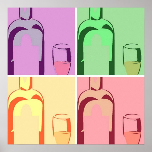 Weinflaschen Pop Art Poster (Vorne)
