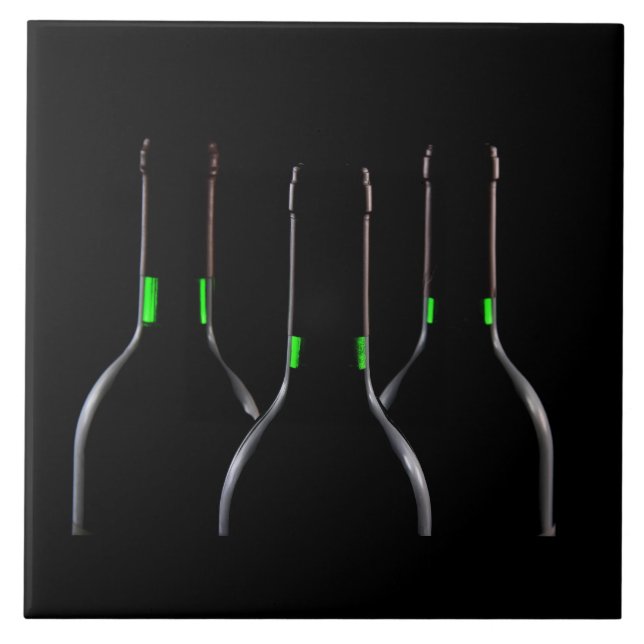 Weinflaschen Schwarze Keramik Tile Fliese (Vorderseite)