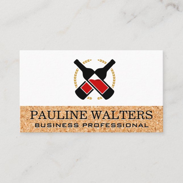 Weinflaschen und Cork Business Card Visitenkarte (Vorderseite)