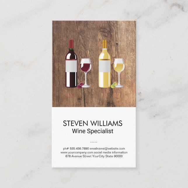 Weinflaschen | Wood Business Card Visitenkarte (Vorderseite)