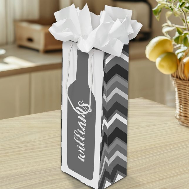 Weinflaschen - Zickzack mit Script Geschenktüte Für Weinflaschen (Custom Tall Gift Bag)