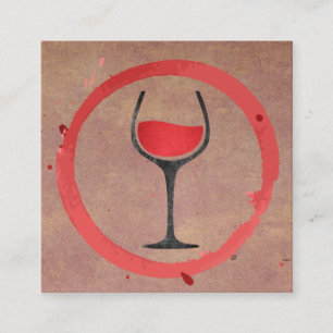 Weinfleck   Glas Wein Symbol Quadratische Visitenkarte