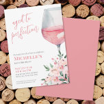 Weinflora 60. Geburtstagsparty Einladung<br><div class="desc">Weinflora 60. Geburtstagsparty Einladung. Feiern Sie 60 fabelhafte Jahre mit dieser eleganten und femininen Einladung, die eine Mischung aus rosa und tiefrosa Rose, Blüten, Grün und Blätter bietet, die in der unteren rechten Ecke schön angeordnet sind. Ein modernes Aquarellweinglas mit rosafarbenem Wein ergänzt die feierliche Touch und verbindet das Design...</div>