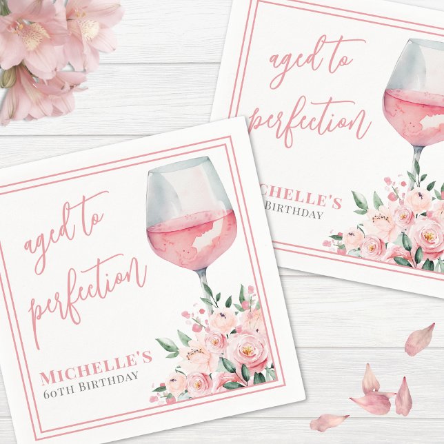 Weinflorale Geburtstagsparty Serviette (Wine Floral Birthday Party Napkins)