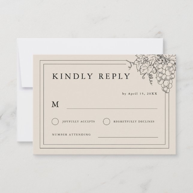 Weingarten Hochzeit Napa Tal RSVP Karte (Vorderseite)