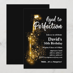 Weingeburtstagseinladung, "Aged to Perfection" Einladung
