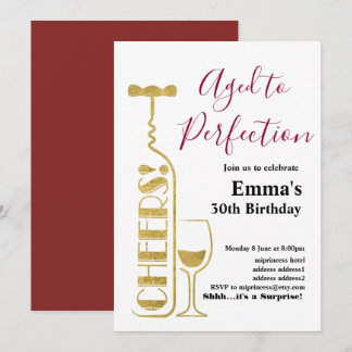 Weingeburtstagseinladung, "Aged to Perfection" Einladung