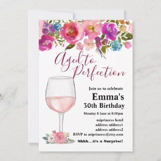 Weingeburtstagseinladung, "Aged to Perfection" Einladung