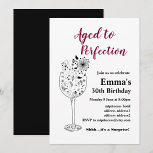 Weingeburtstagseinladung, "Aged to Perfection" Einladung