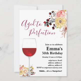 Weingeburtstagseinladung, "Aged to Perfection" Einladung