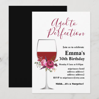 Weingeburtstagseinladung, "Aged to Perfection" Einladung