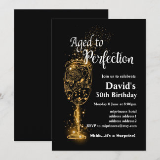 Weingeburtstagseinladung, "Aged to Perfection" Einladung