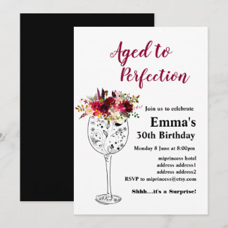 Weingeburtstagseinladung, "Aged to Perfection" Einladung