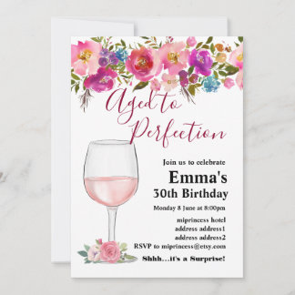 Weingeburtstagseinladung, "Aged to Perfection" Einladung