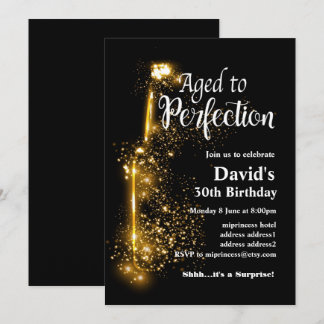 Weingeburtstagseinladung, "Aged to Perfection" Einladung