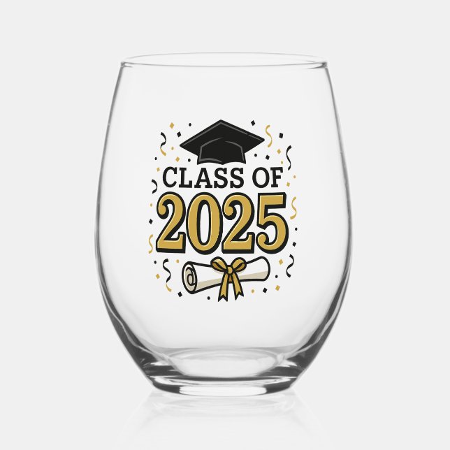Weinglas der Klasse 2025 Ohne Stiel (Vorderseite)