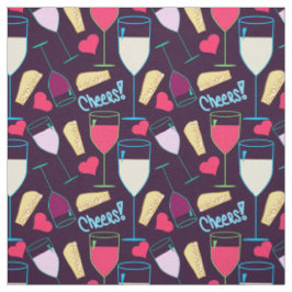 Weinglas Graphic Heart Typografy Cheers Niedlich Stoff