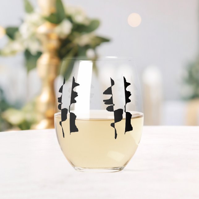 Weinglas mit abstraktem Dual-Face-Design Ohne Stiel (Insitu (Hochzeit))