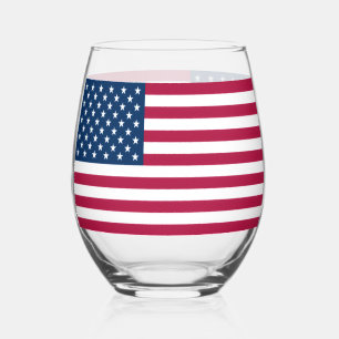 Weinglas mit der Flagge der USA Ohne Stiel