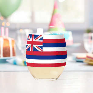 Weinglas mit der Flagge von Hawaii, USA Ohne Stiel
